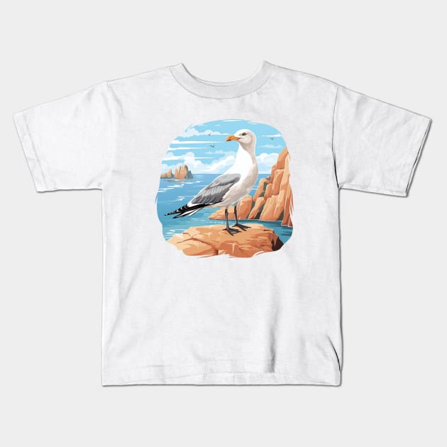 Cute Seagull Kids T-Shirt by zooleisurelife